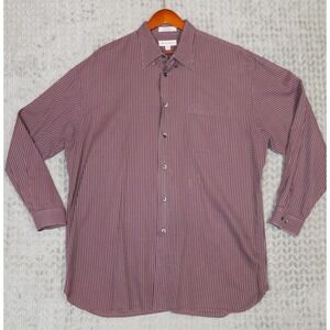 John W Nordstrom Men's Button Down Shirt Burgundy‎ Italian Cotton XL
